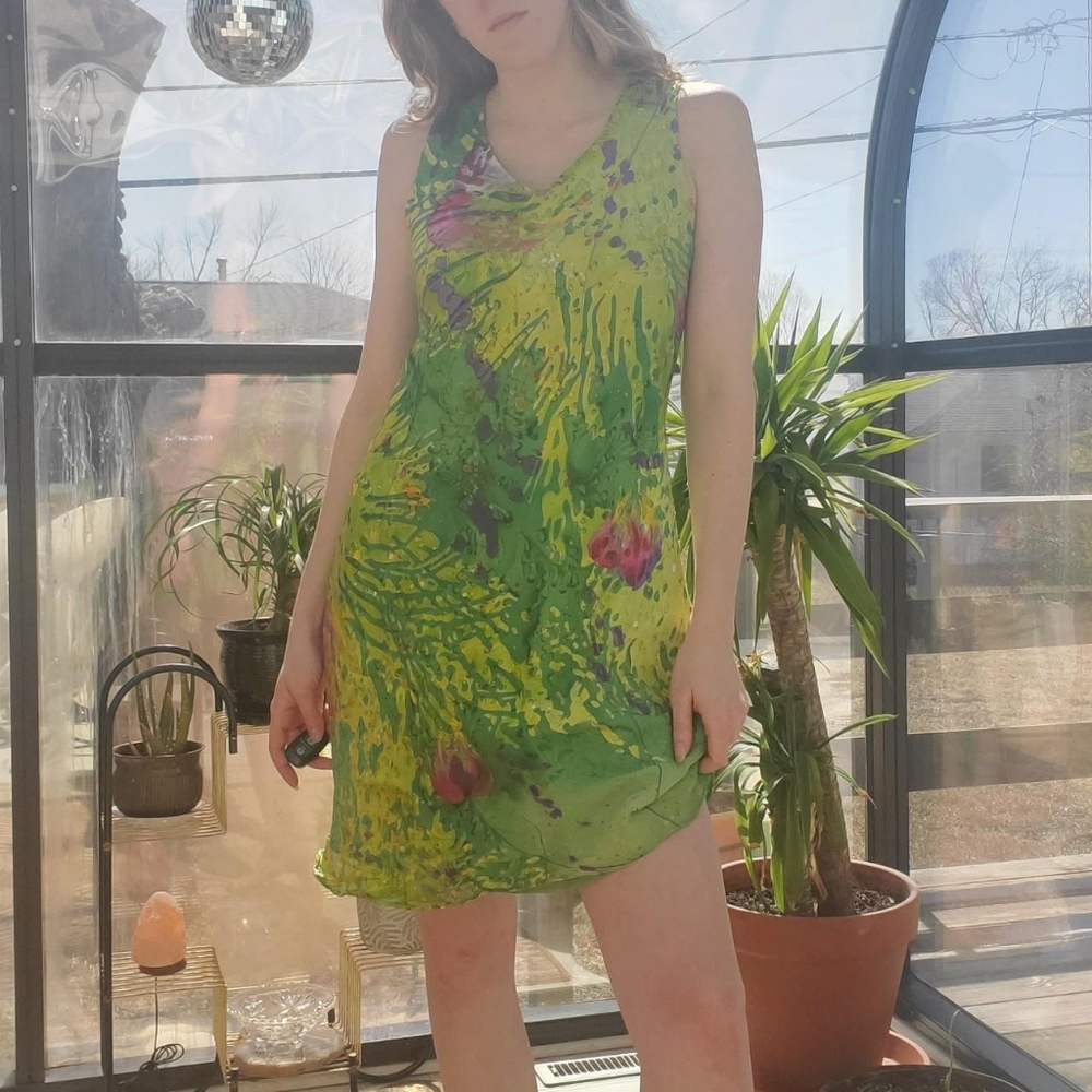 Spring florals silk dress